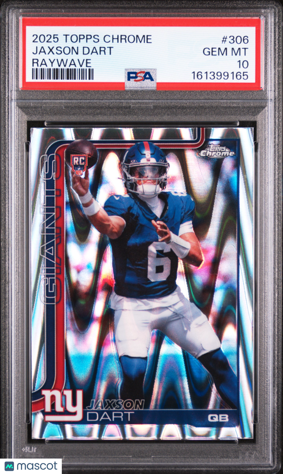 2025 Topps Chrome Jaxson Dart Raywave #306 PSA 10 New York Giants