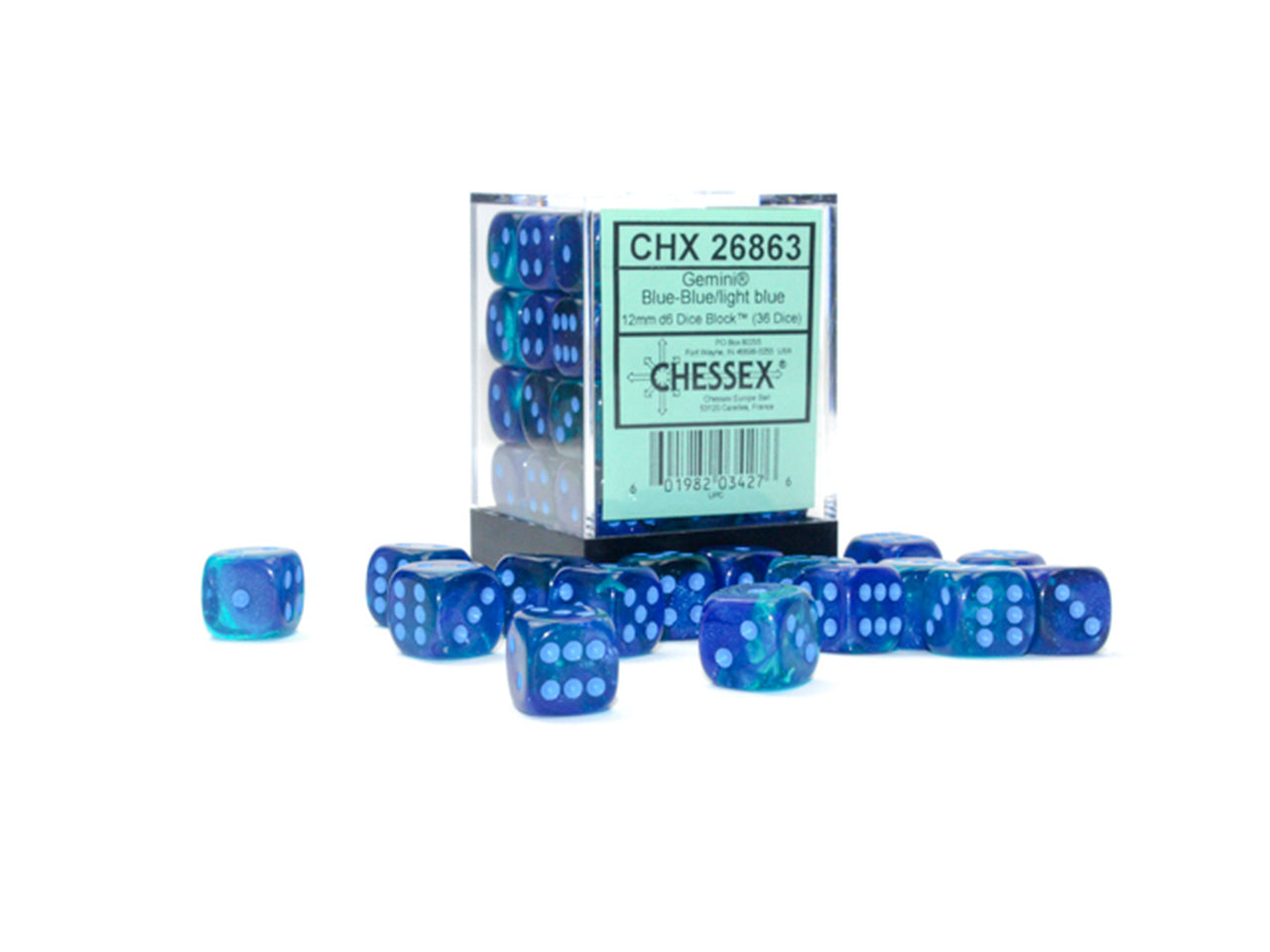 Gemini 12mm d6 Blue-Blue/light blue Dice Block (36 dice) CHX26863 - Dice Sets & Games