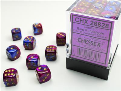 Gemini 12mm d6 Blue-Purple/gold Dice Block (36 dice) CHX26828 - Dice Sets & Games