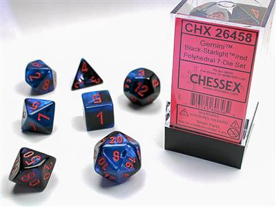 Gemini: Polyhedral Black-Starlight/red 7-Die Set CHX26458 - Dice Sets & Games