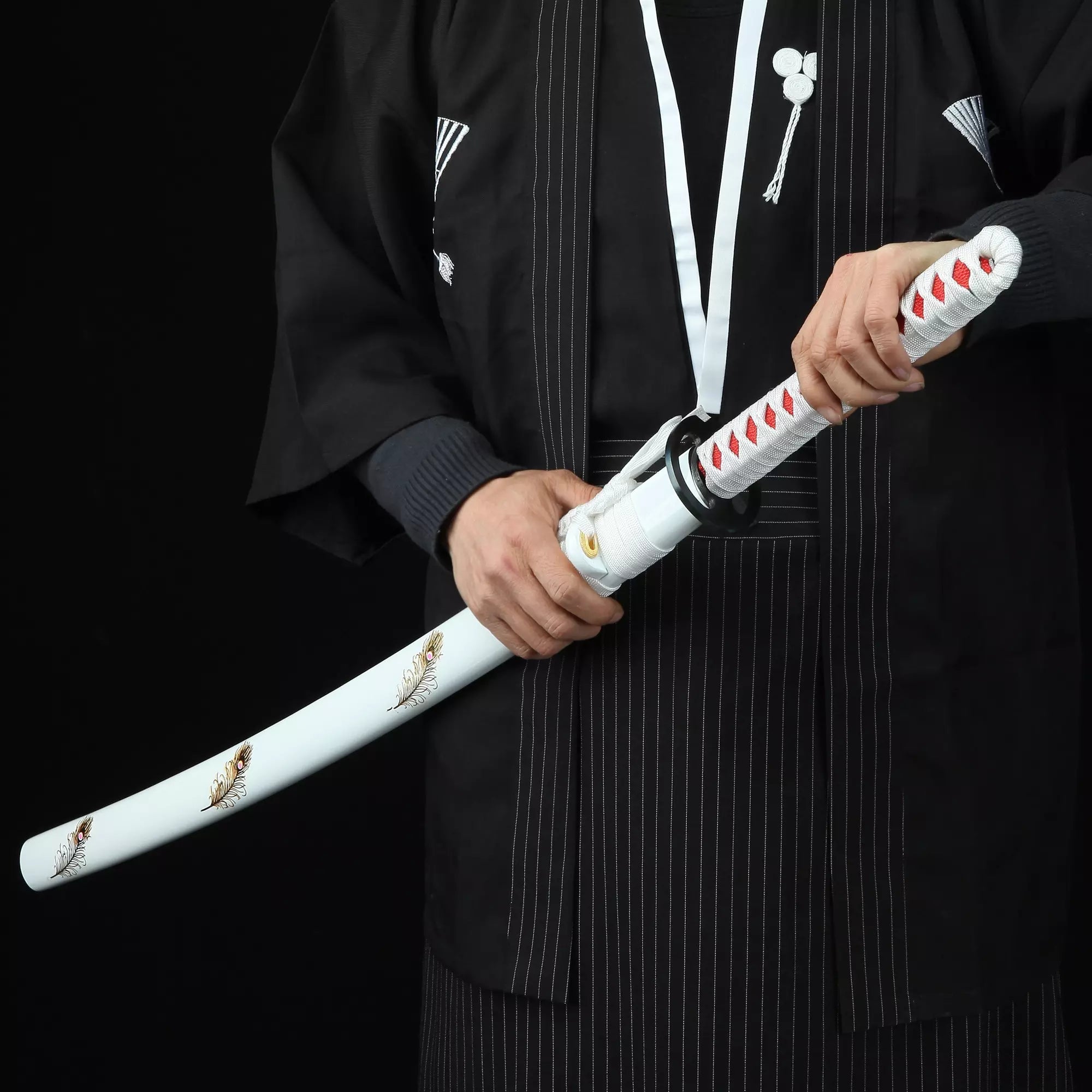 Handmade Japanese Katana Sword 1095 Carbon Steel With White Scabbard