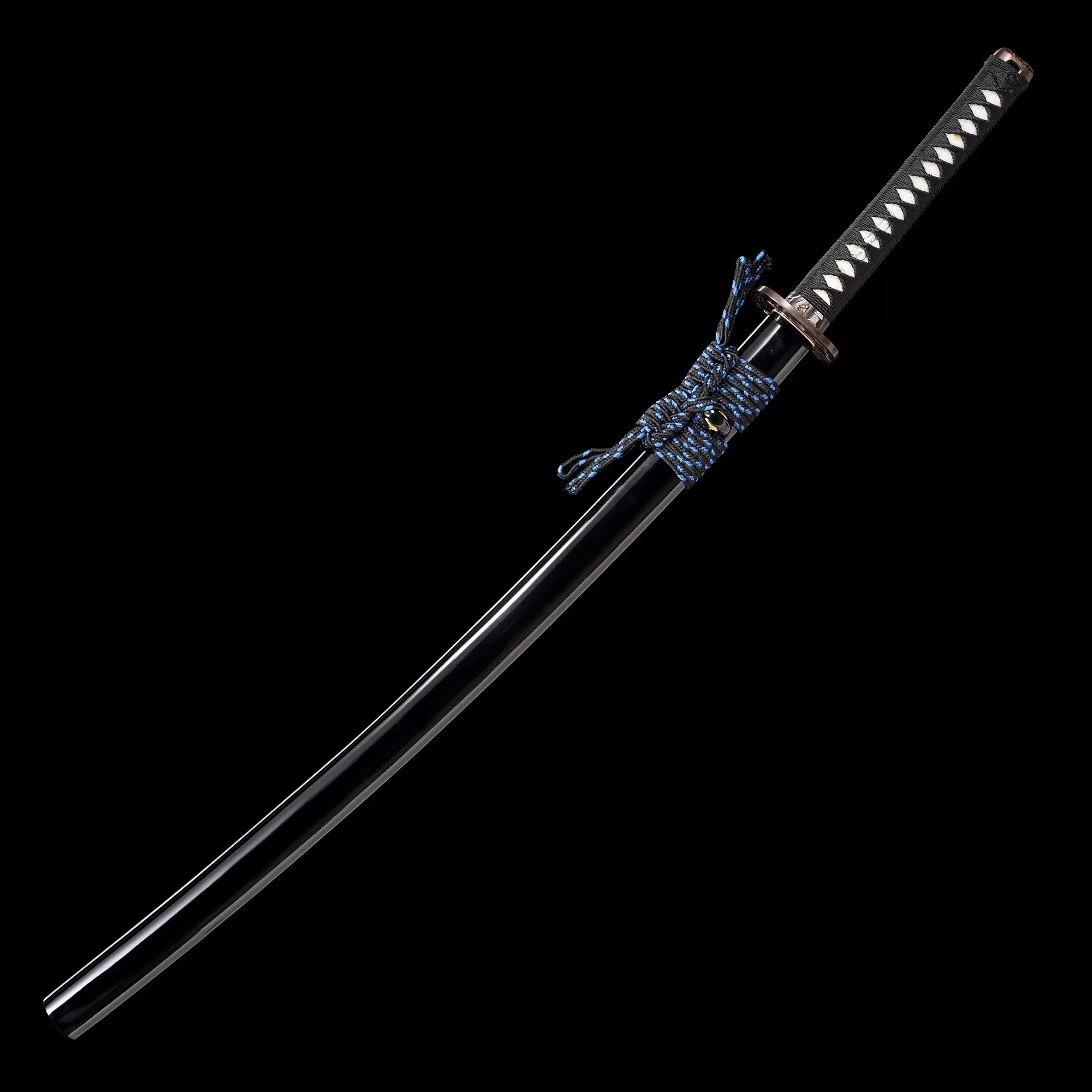 Handmade Japanese Katana Sword Damascus Steel With Black Saya