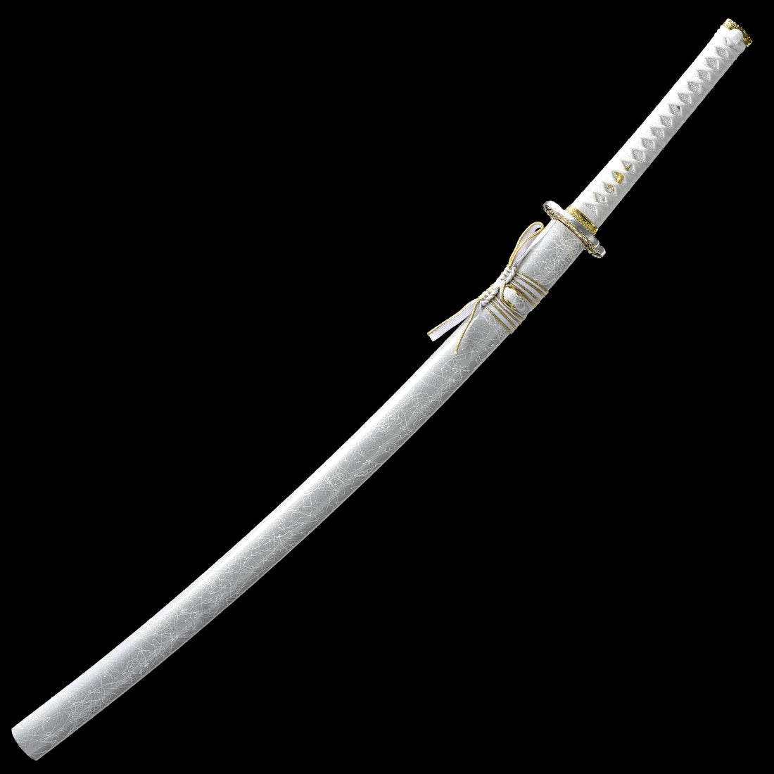 Handmade Japanese Katana Sword With White Blade And Scabbard