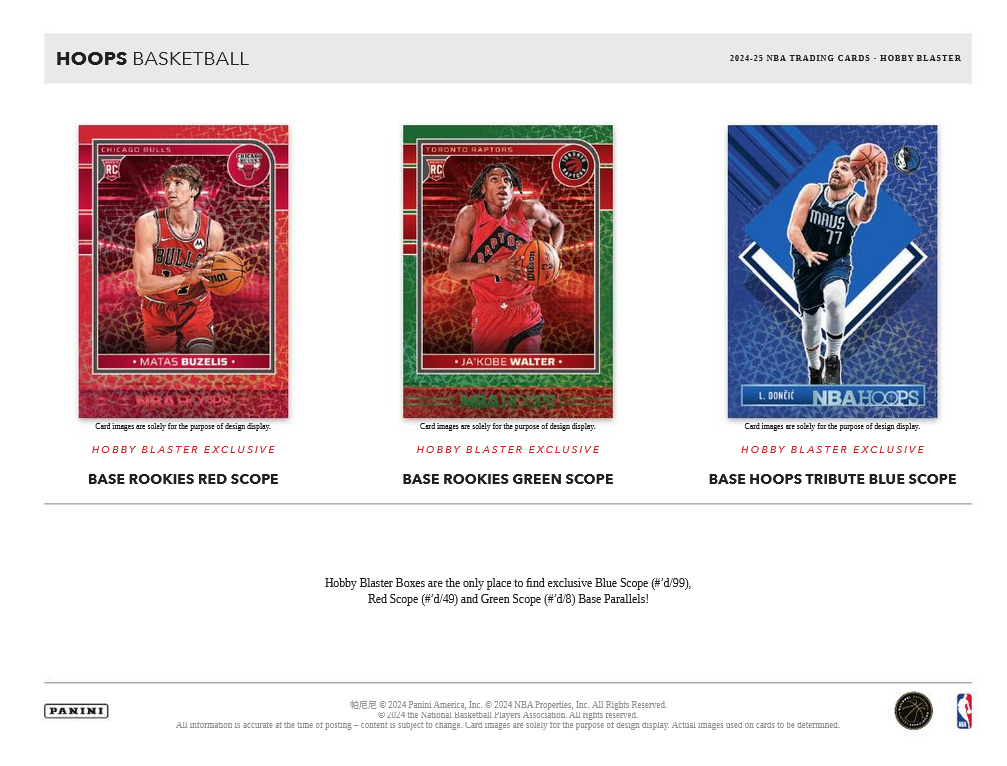 Hobby 2024/25 Panini NBA Hoops Basketball Blaster Box (Scope Parallels Plus 6 Opti-Chrome Premium Cards) - NBA Blaster