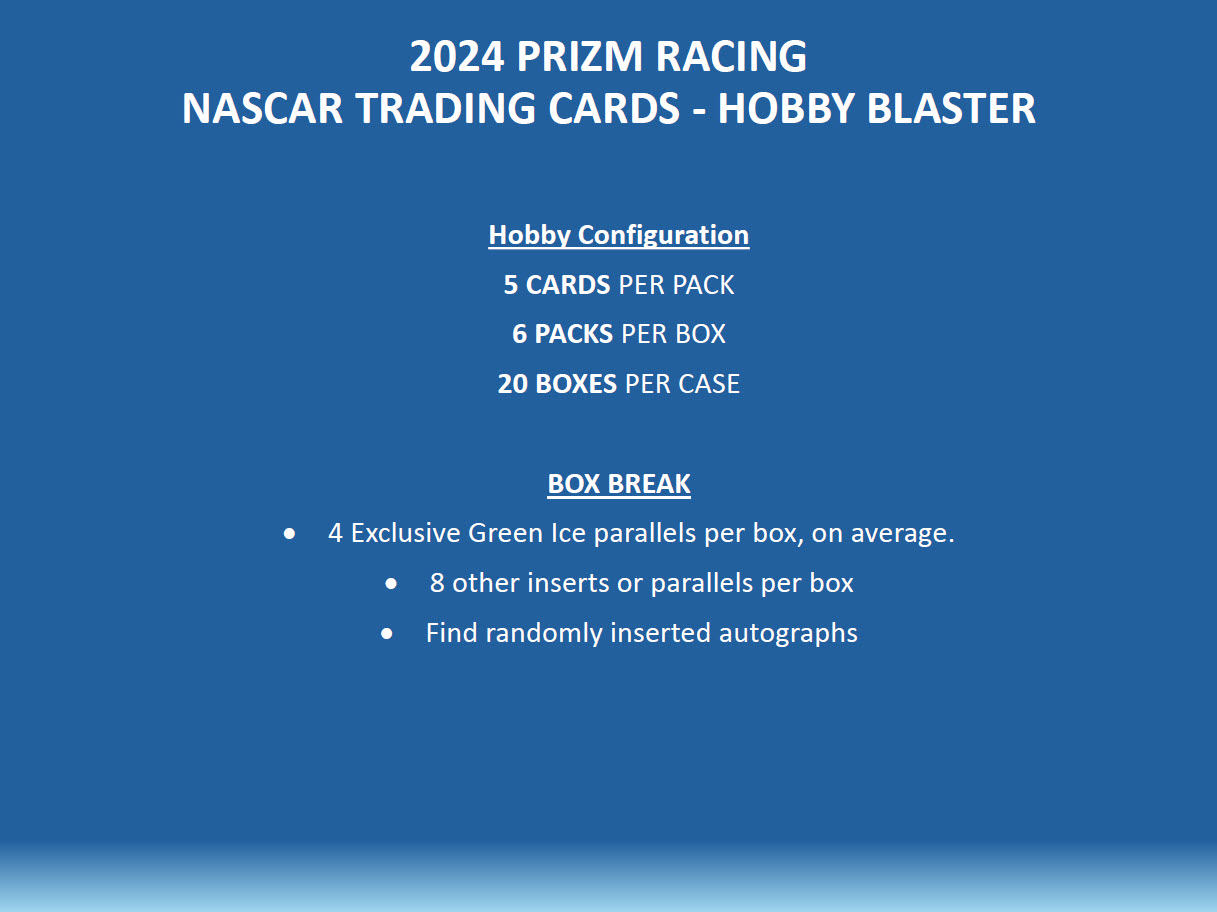 Hobby 2024 Panini Prizm NASCAR Racing Blaster Box (Green Ice Prizms) - Sports Collectibles