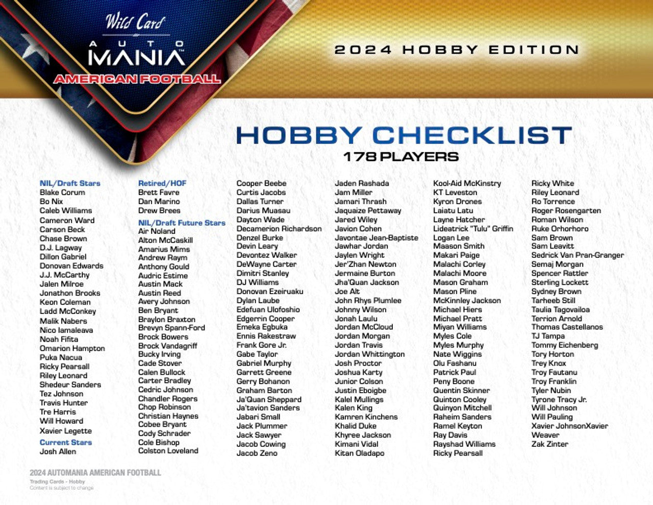 HOT PACK 1/1 from 2024 Wild Card Auto Mania American Football (Short Print Auto) - Football Box