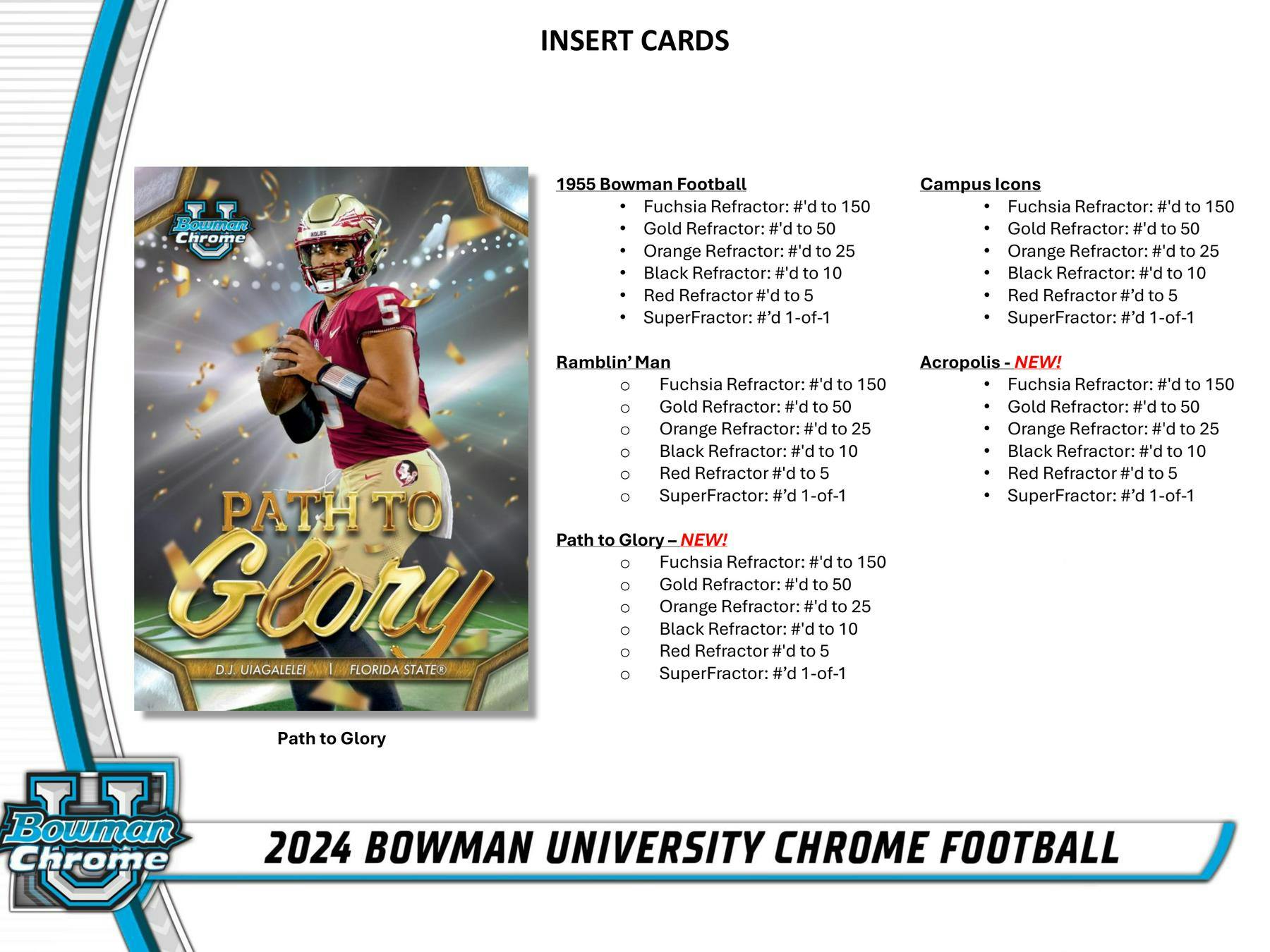 JUMBO 2024 Bowman University Chrome Football Hobby Jumbo Box (3 Autos) NFL Hobby Box