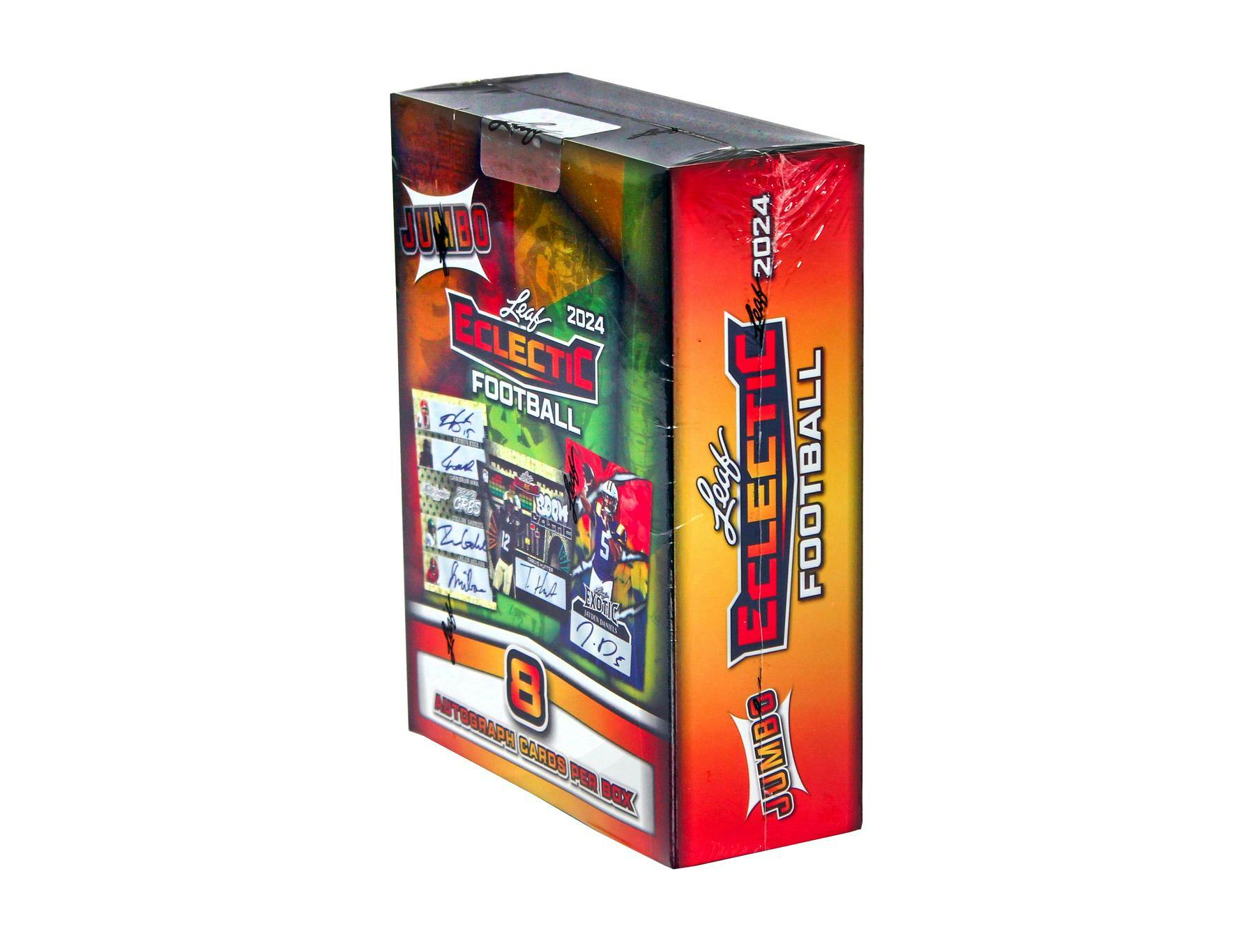 Jumbo 2024 Leaf Eclectic Football Hobby Jumbo Box (8 Autographs) Jayden Daniels Cam Ward - NFL Hobby Box