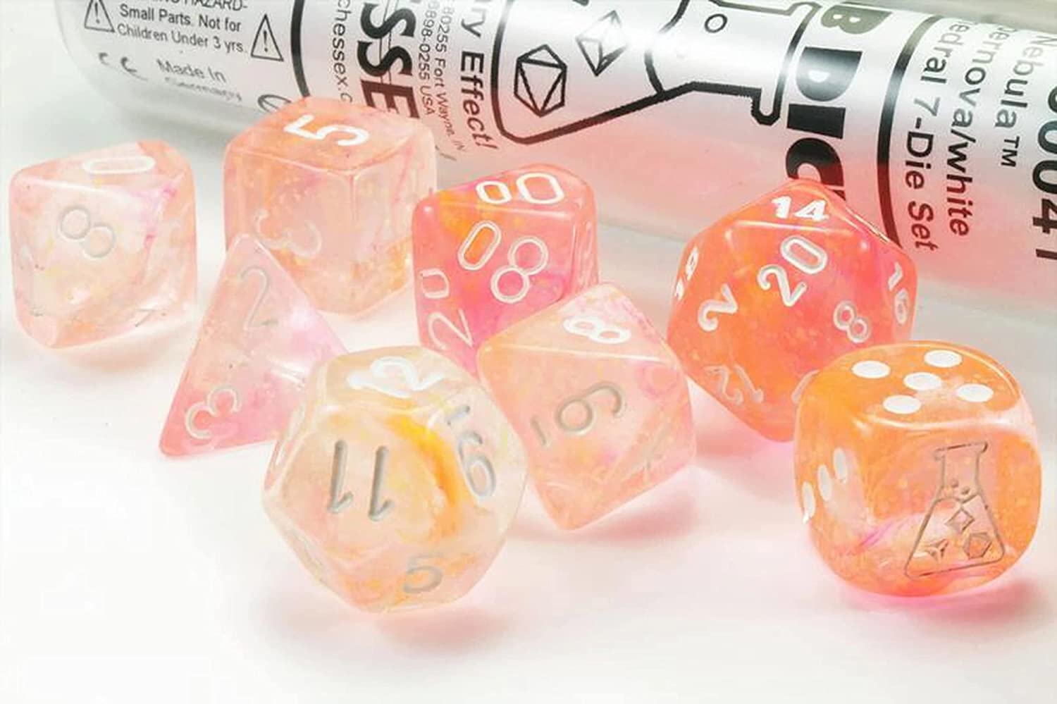 Lab Dice Nebula Supernova/white Polyhedral 7-Die Set CHX30041 - Dice Sets & Games