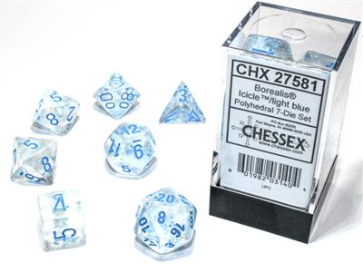 Luminary: Borealis Polyhedral Icicle/light blue 7-Die Set CHX27581 - Dice Sets & Games