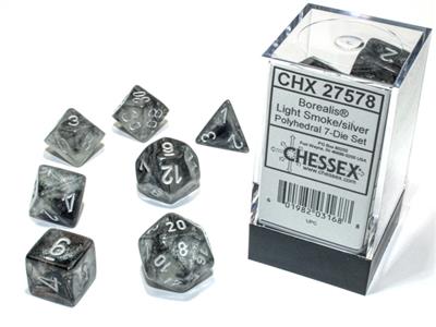 Luminary: Borealis Polyhedral Light Smoke/silver 7-Die Set CHX27578 - Dice Sets & Games