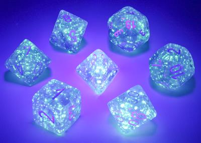 Luminary: Borealis Polyhedral Purple/white 7-Die Set CHX27577 - Dice Sets & Games