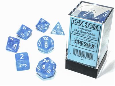 Luminary: Borealis Polyhedral Sky Blue/white 7-Die Set CHX27586 - Dice Sets & Games