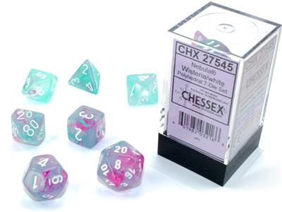 Luminary: Nebula Polyhedral Wisteria/white 7-Die Set CHX27545 - Dice Sets & Games