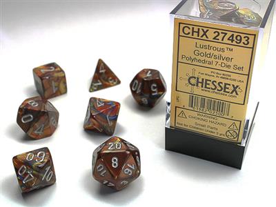 Lustrous: Polyhedral Gold/silver 7-Die Set CHX27493 - Dice Sets & Games