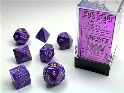 Lustrous: Polyhedral Purple/gold 7-Die Set CHX27497 - Dice Sets & Games