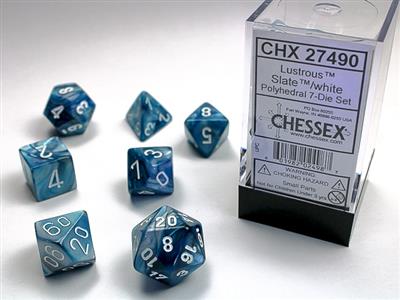 Lustrous: Polyhedral Slate/white 7-Die Set CHX27490 - Dice Sets & Games