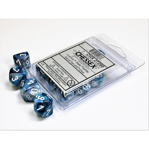 Lustrous Slate/white d10 Dice (10 dice) CHX27290 - Dice Sets & Games