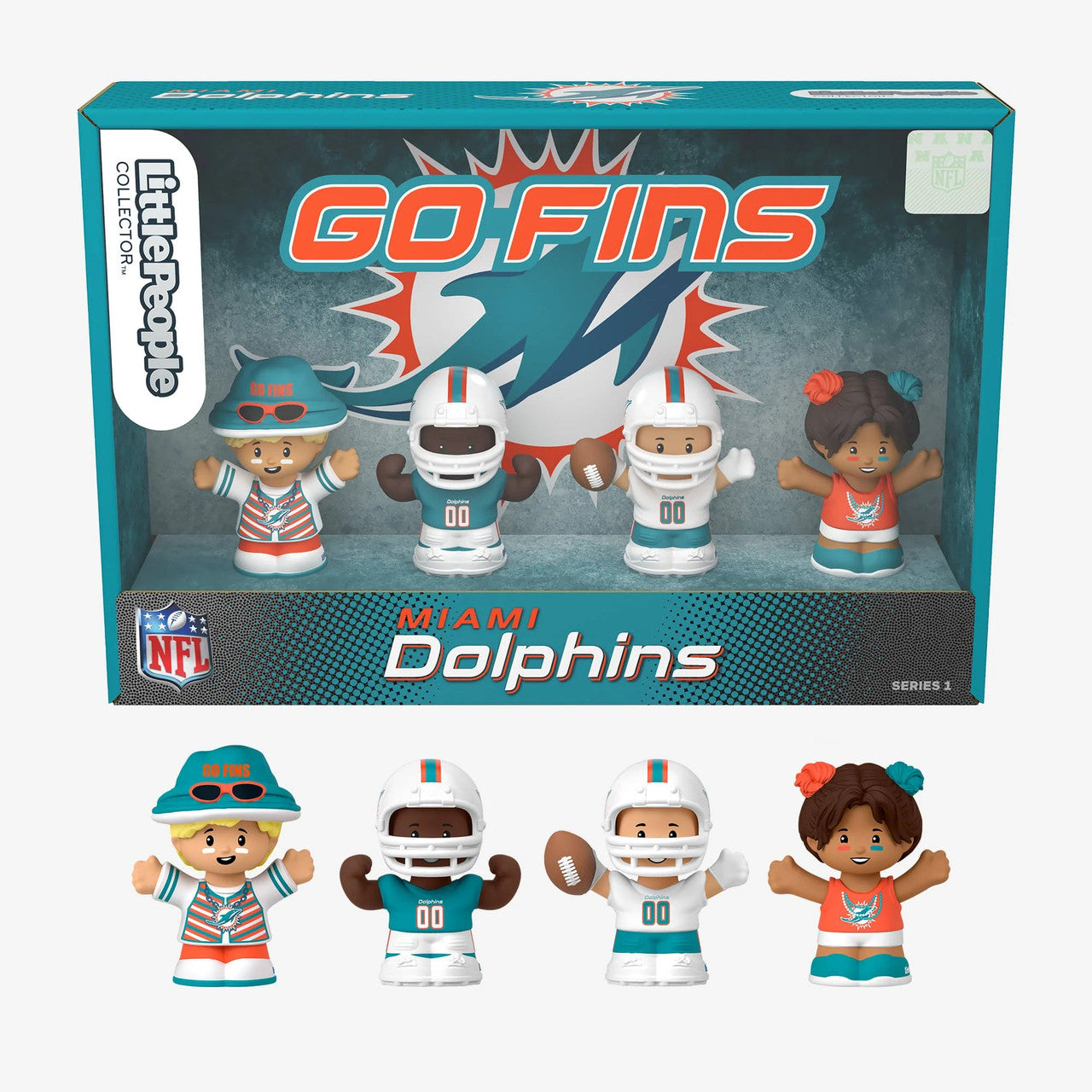 Miami Dolphins Fisher-Price Little People 4-Pack NFL Figures Collector Set - NFL Little People