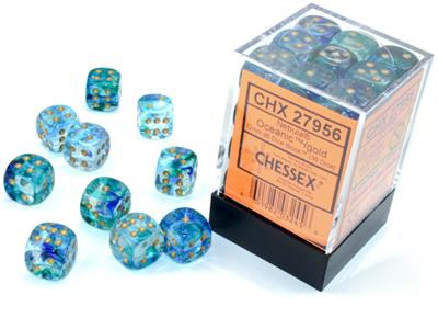 Nebula 12mm d6 Oceanic/gold Luminary Dice Block (36 dice) CHX27956 Dice Sets & Games