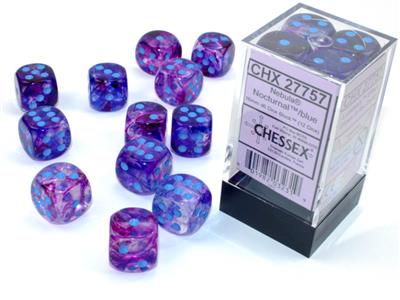 Nebula 16mm d6 Nocturnal/blue Luminary Dice Block (12 dice) CHX27757 - Dice Sets & Games