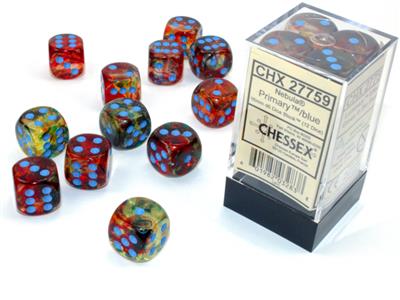 Nebula 16mm d6 Primary/blue Luminary Dice Block (12 dice) CHX27759 - Dice Sets & Games