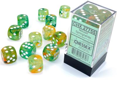 Nebula 16mm d6 Spring/white Luminary Dice Block (12 dice) CHX27755 - Dice Sets & Games