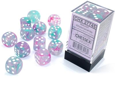 Nebula 16mm d6 Wisteria/white Luminary Dice Block (12 dice) CHX27745 - Dice Sets & Games