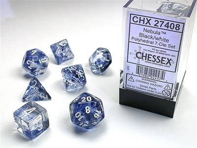 Nebula: Polyhedral Black/white 7-Die Set CHX27408 - Dice Sets & Games