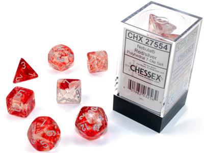 Nebula: Polyhedral Red/silver Luminary 7-Die Set CHX27554 - Dice Sets & Games