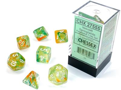 Nebula: Polyhedral Spring/white Luminary 7-Die Set CHX27555 - Dice Sets & Games