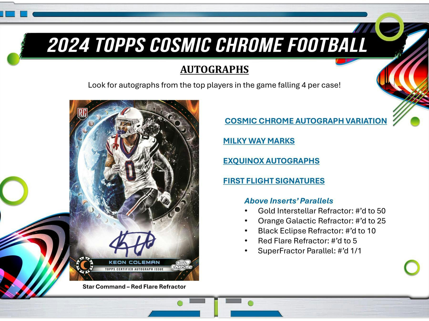 Two (2) Packs of 2024 Topps Cosmic Chrome Football from Hobby Box