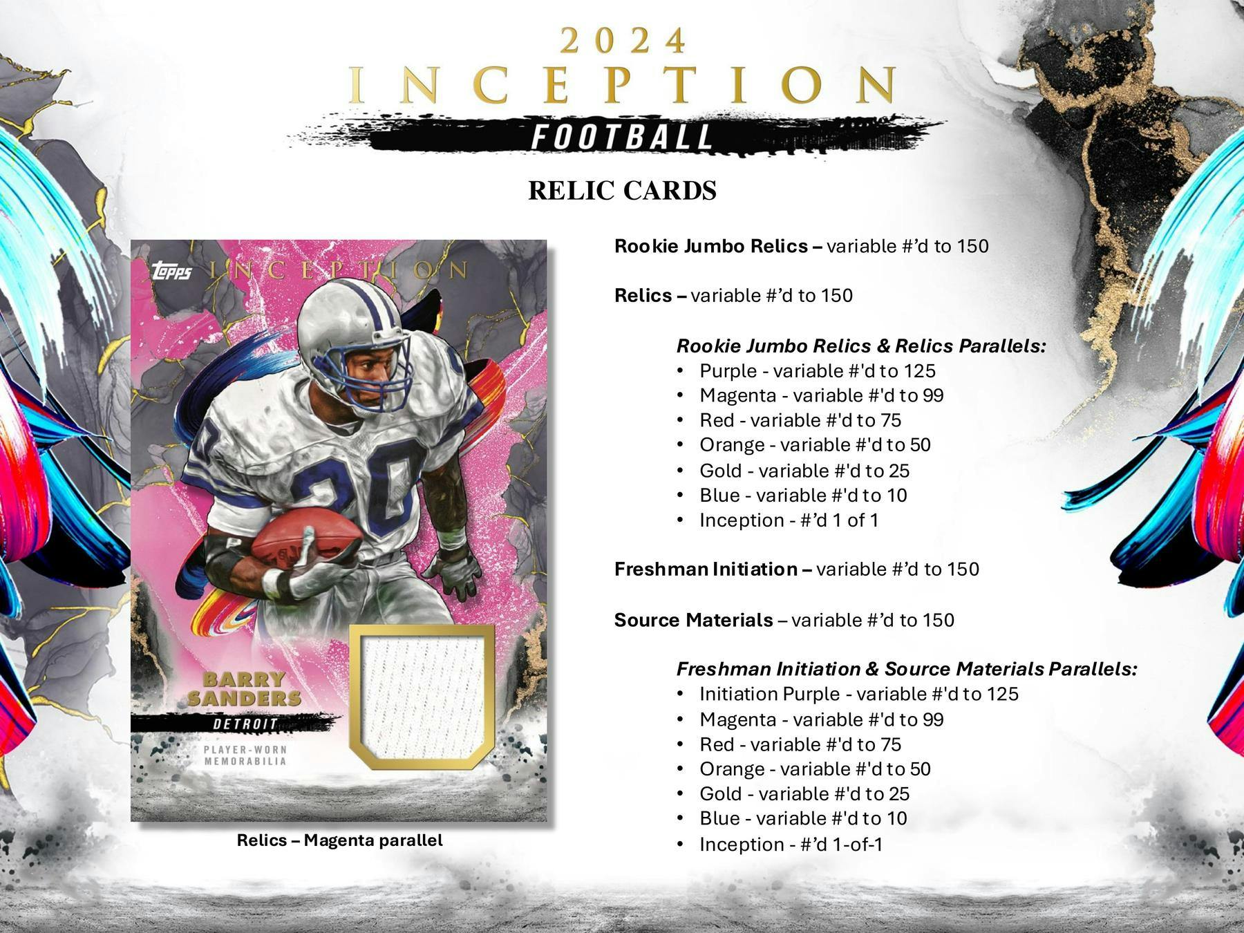 2024 Topps Inception Football Hobby Box (2 Autos + 1 Mem) Jayden Daniles, Bo Nix