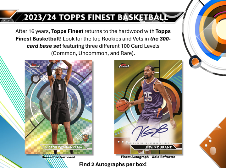 ONE PACK of 2023/24 Topps Finest Basketball Random Pack from Hobby Box - NBA Hobby Box