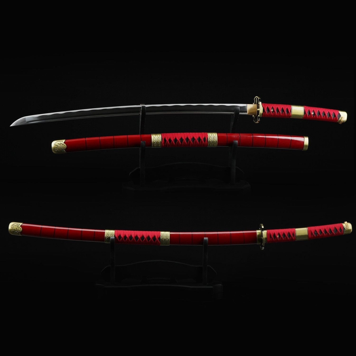 One Piece Roronoa Zoro Sandai Kitetsu Katana Samurai Sword Replica With Red Scabbard - Sword