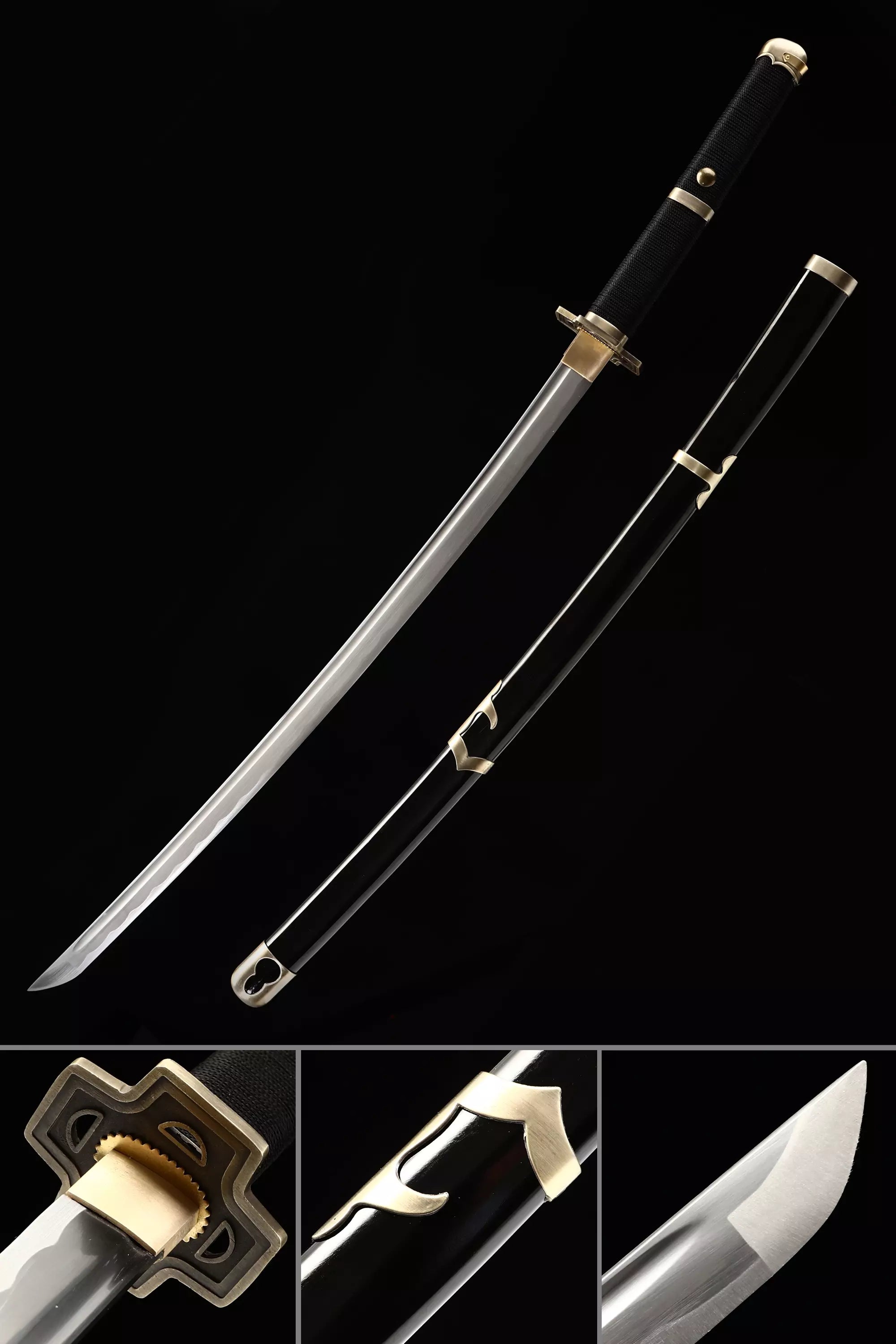One Piece Roronoa Zoro Yubashiri Katana Samurai Sword Replica With Black Scabbard - Sword