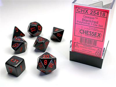 Opaque: Polyhedral Black/red 7-Die Set CHX25418 - Dice Sets & Games