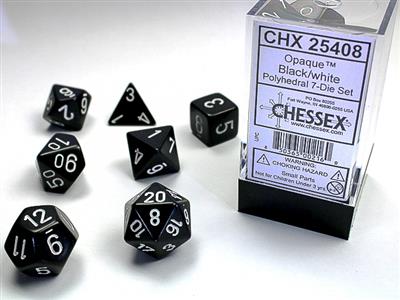 Opaque: Polyhedral Black/white 7-Die Set CHX25408 - Dice Sets & Games