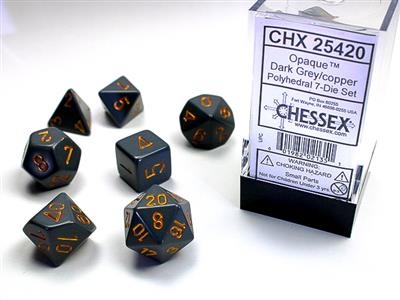 Opaque: Polyhedral Dark Grey/copper 7-Die Set CHX25420 - Dice Sets & Games