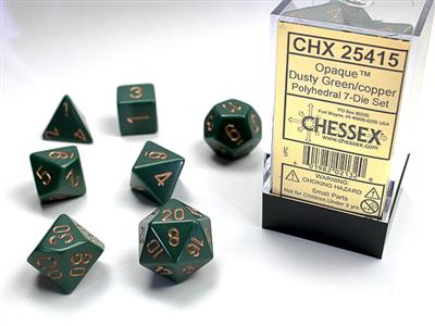 Opaque: Polyhedral Dusty Green/copper 7-Die Set CHX25415 - Dice Sets & Games