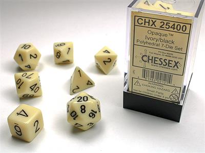 Opaque: Polyhedral Ivory/black 7-Die Set CHX25400 - Dice Sets & Games