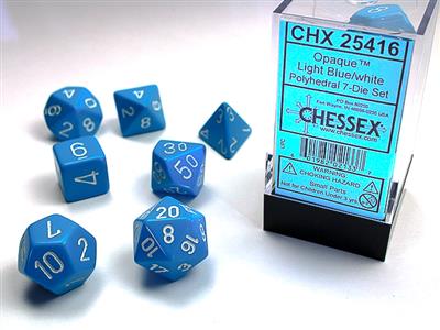 Opaque: Polyhedral Light Blue/white 7-Die Set CHX25416 - Dice Sets & Games