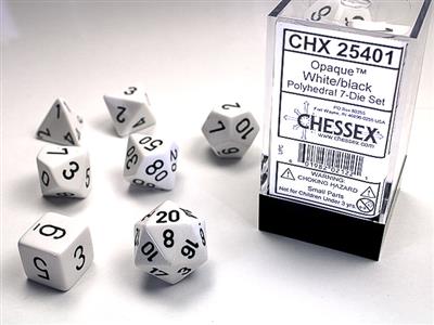 Opaque: Polyhedral White/black 7-Die Set CHX25401 - Dice Sets & Games