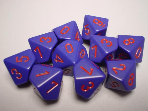 Opaque Purple/red d10 Dice (10 dice) CHX26217 - Dice Sets & Games