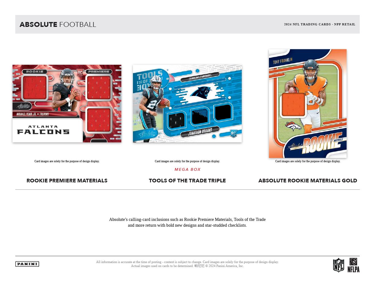 Panini Absolute Football NFL Fat Pack Box (Blue Parallels) 12 Value Cello Packs - NFL Mega Box