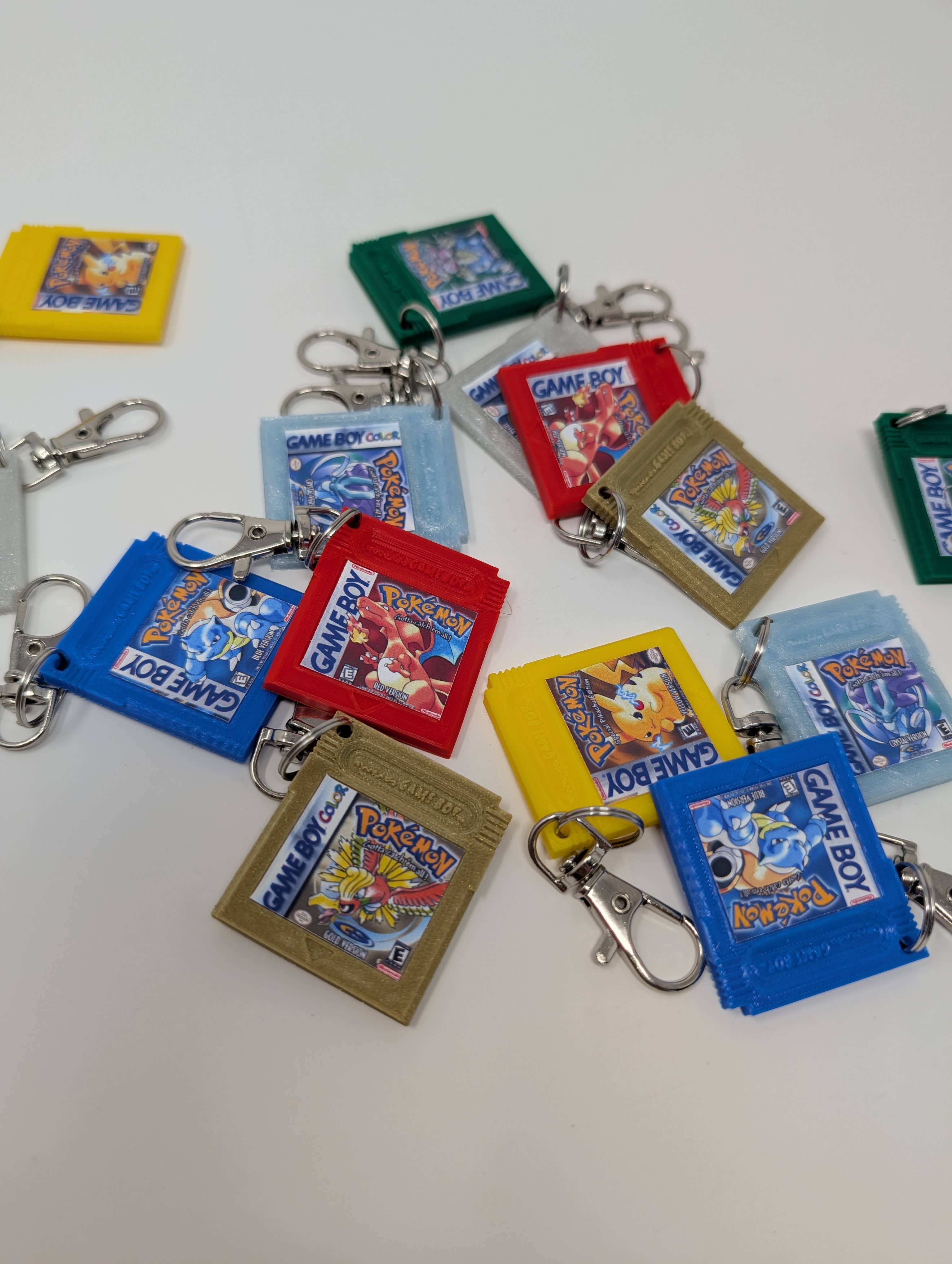 Pokemon Nintendo Game Cartridge Retro Keychains - Red Blue Yellow Gold Crystal Silver or Green - Pokemon