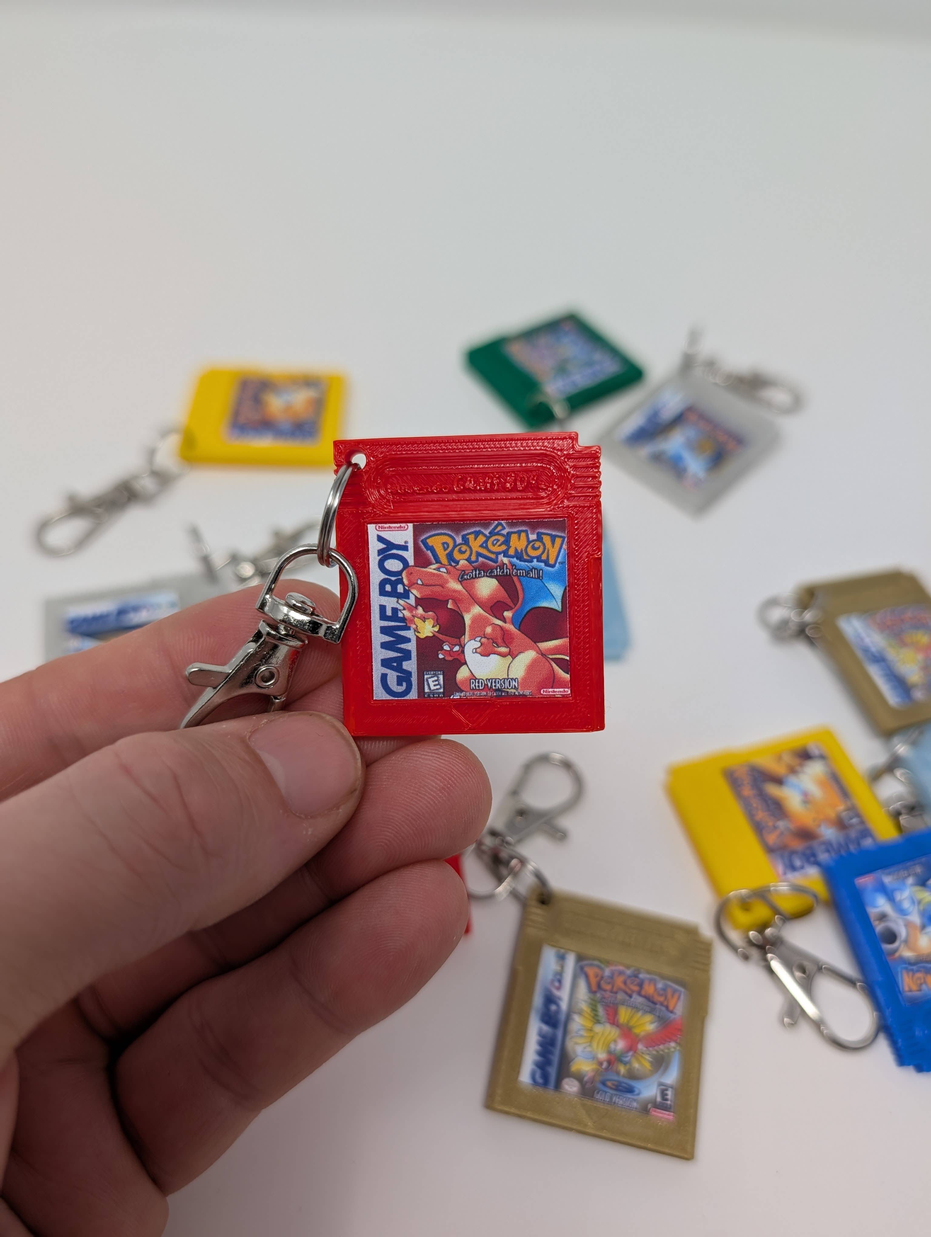 Pokemon Nintendo Game Cartridge Retro Keychains - Red Blue Yellow Gold Crystal Silver or Green - Pokemon