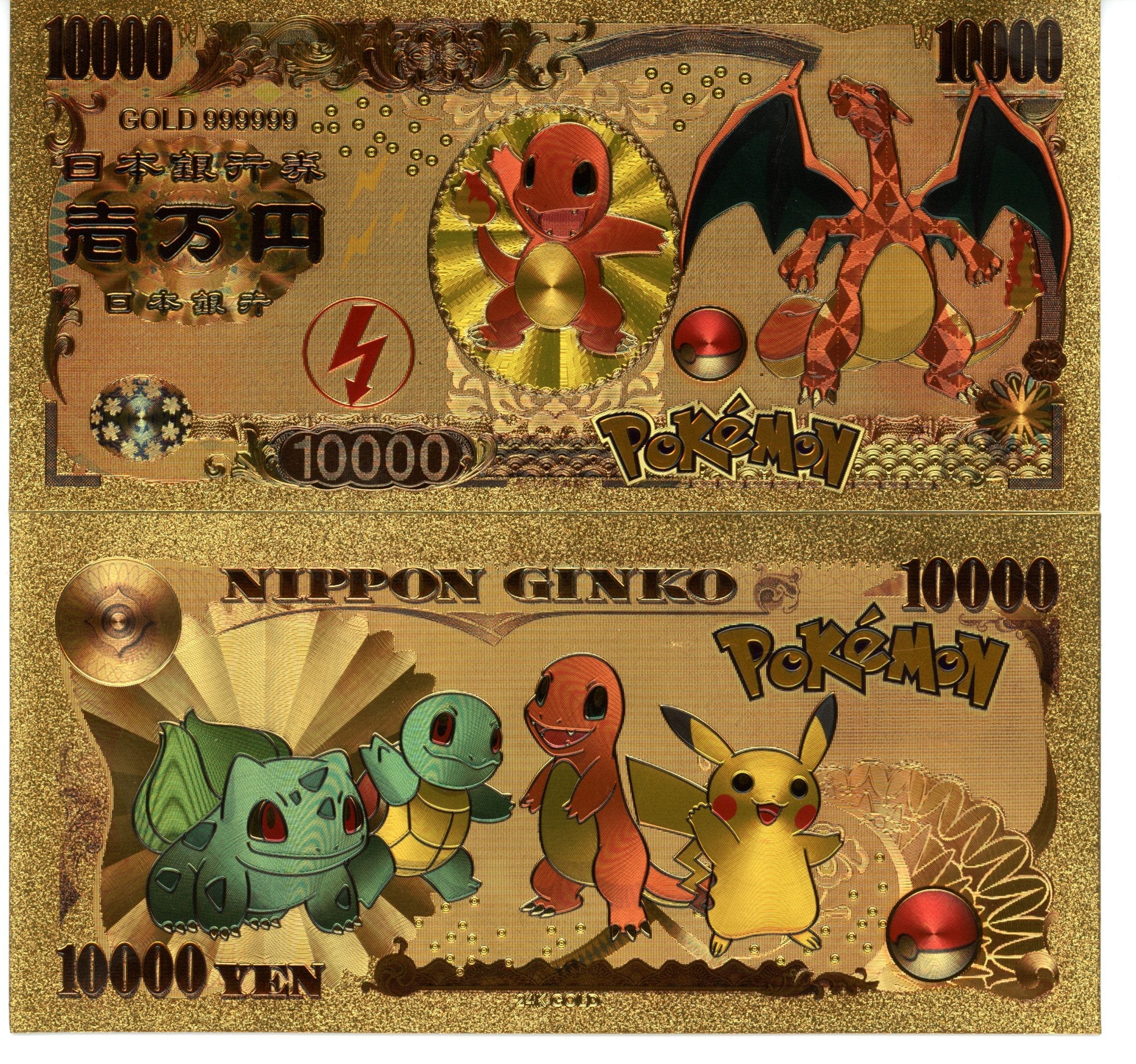 Pokemon Novelty Collectible Pokey Bucks Commemorative Banknote Gold Charizard Kanto Starter - Pokemon
