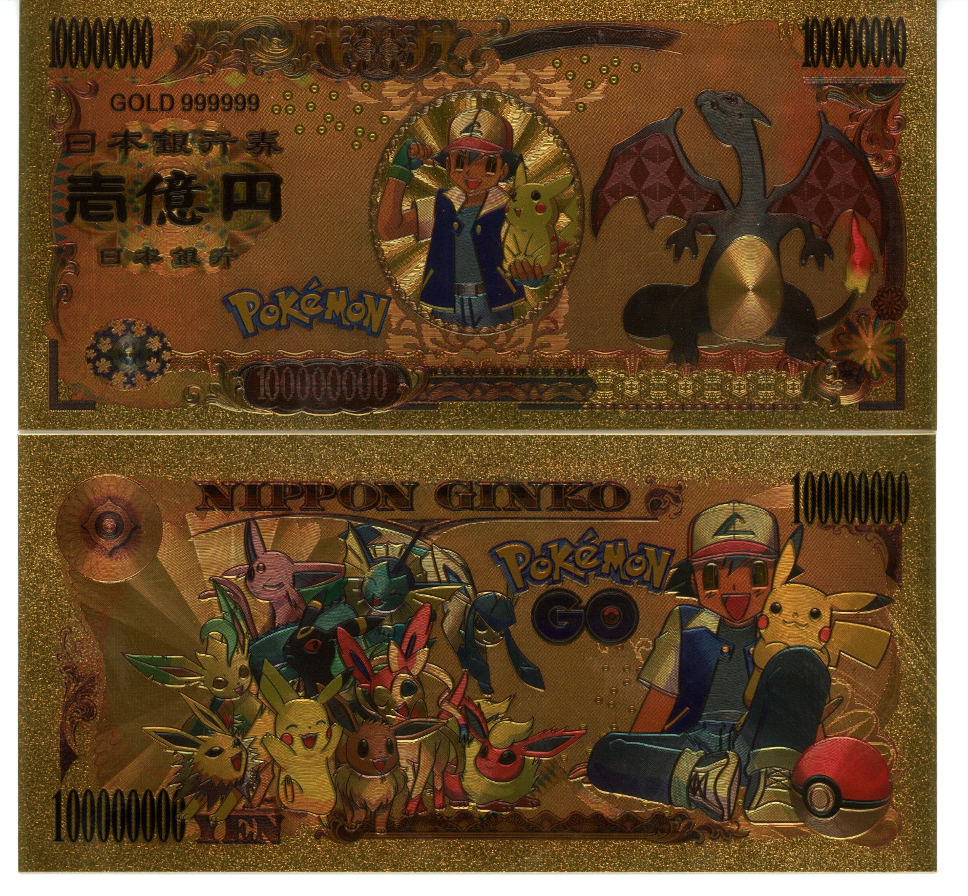 Pokemon Novelty Collectible Pokey Bucks Commemorative Banknote Gold Shiny Charizard - Pokemon