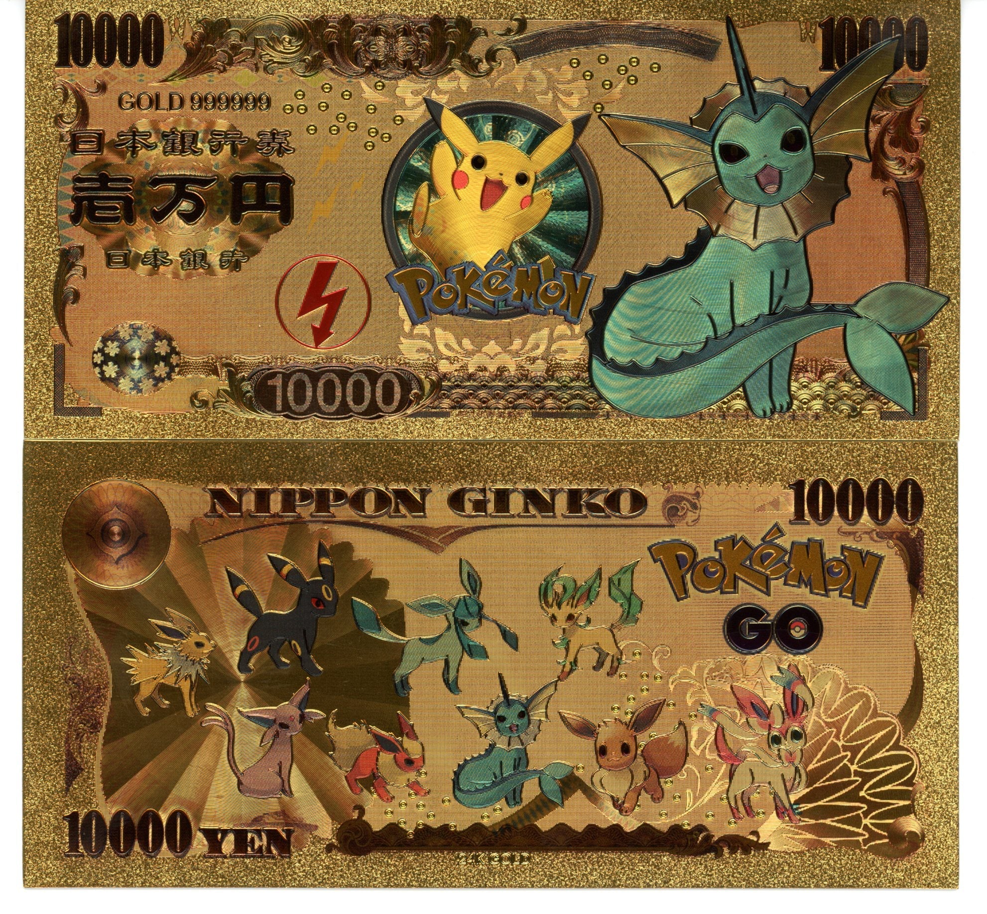 Pokemon Novelty Collectible Pokey Bucks Commemorative Banknote Gold Vaporeon - Pokemon
